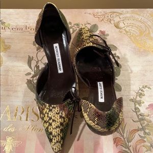 Manolo Blahnik Snake Embossed Leather